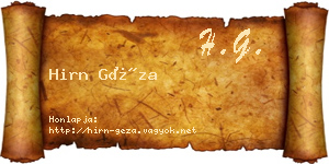 Hirn Géza névjegykártya